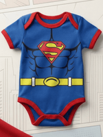 Body Bebê Menino Mesversario Superman Fantasia Temática 100% Algodão