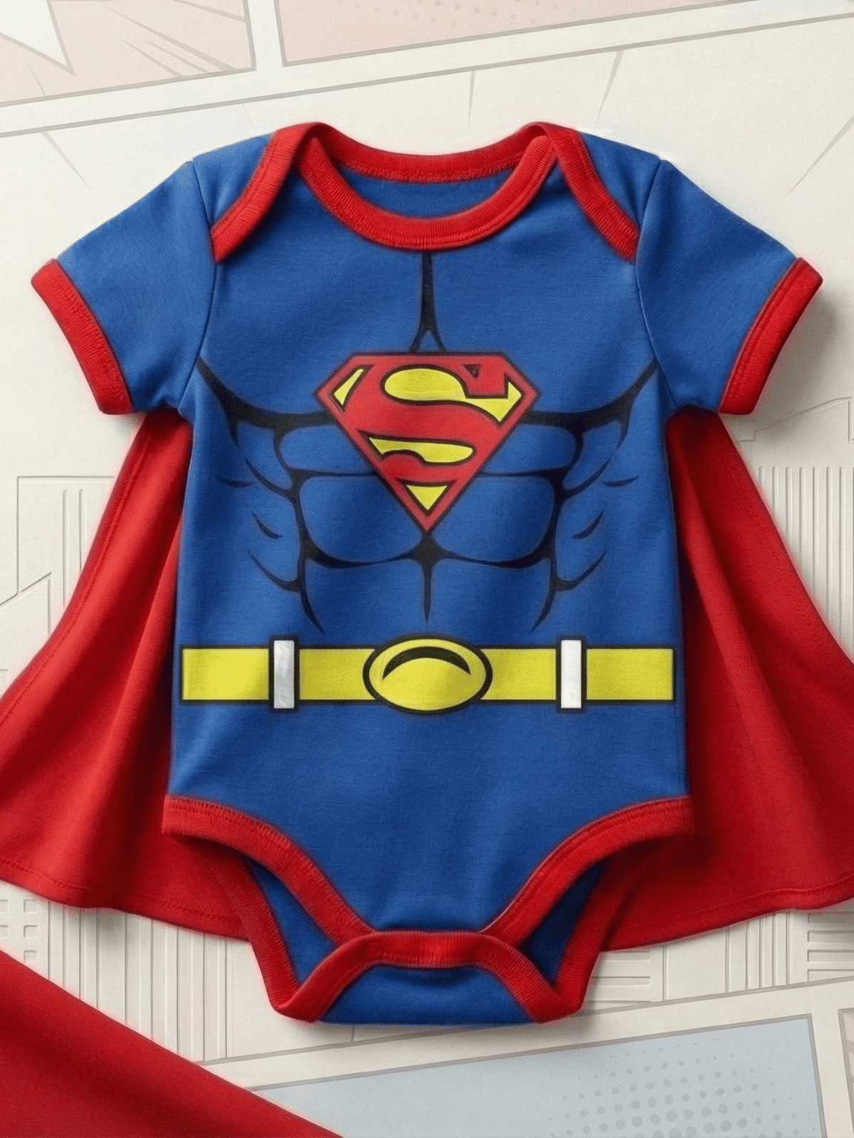 Body Bebê Mesversario Menino Superman E Capa Fantasia Temática