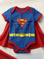 Body Bebê Mesversario Menino Superman E Capa Fantasia Temática