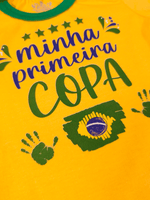 Body Bebê Brasil Manga Curta Copa do Mundo 100% Algodão