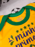 Body Bebê Brasil Manga Curta Copa do Mundo 100% Algodão