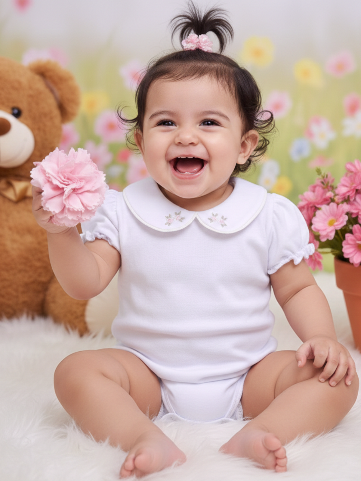 Body Menina para Maternidade – 100% Algodão – Gola Bordada