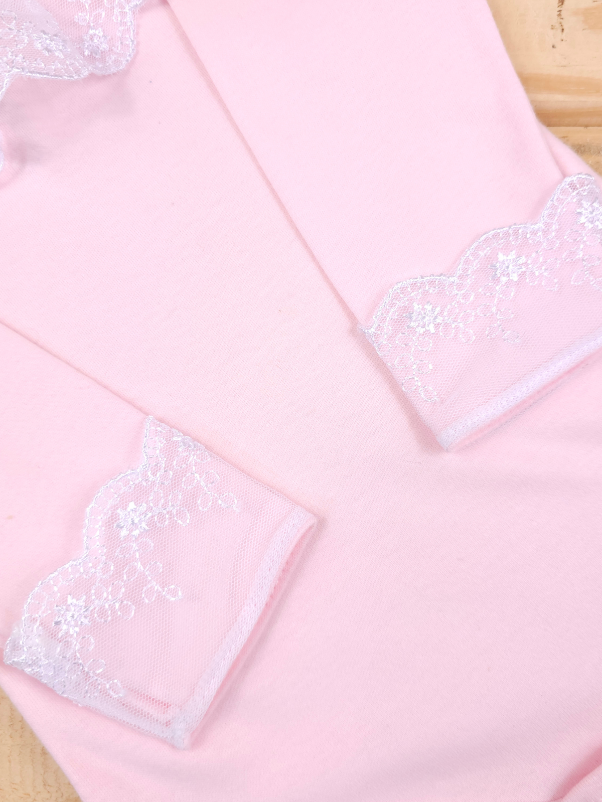 Body Infantil Menina Gola Rendada 100 Algodão Manga Longa RN ao G