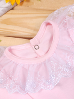 Body Infantil Menina Gola Rendada 100 Algodão Manga Longa RN ao G