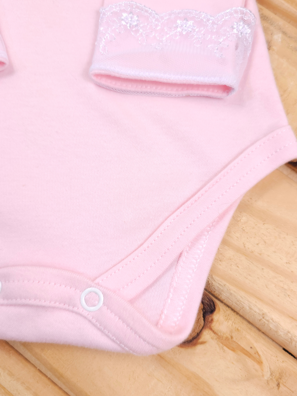 Body Infantil Menina Gola Rendada 100 Algodão Manga Longa RN ao G
