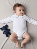 Body Bebê Menino com Gola e punho Bordado Manga Longa 100% Algodão