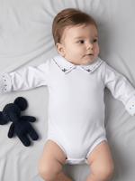 Body Algodão Menino – Gola Bordada, Punho Bordado – Tamanhos RN a G