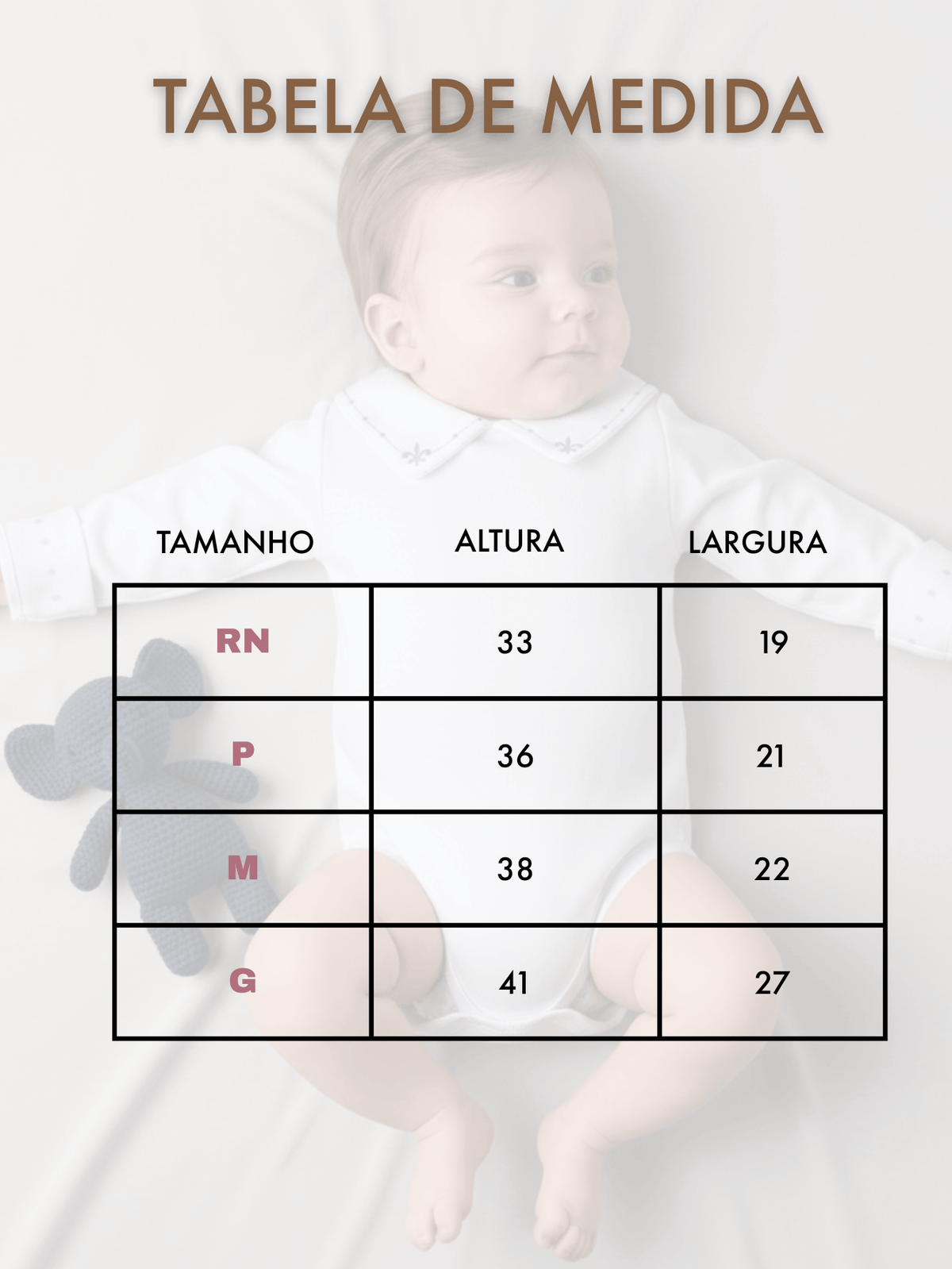 Body Bebê Menino com Gola e punho Bordado Manga Longa 100% Algodão