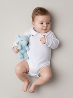 Body Algodão Menino – Gola Bordada, Punho Bordado – Tamanhos RN a G