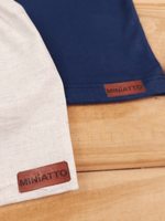 Conjunto Bebê Menino Verão Camiseta Algodão 100% + Short Linho Azul Marinho/Off-White (0-4)