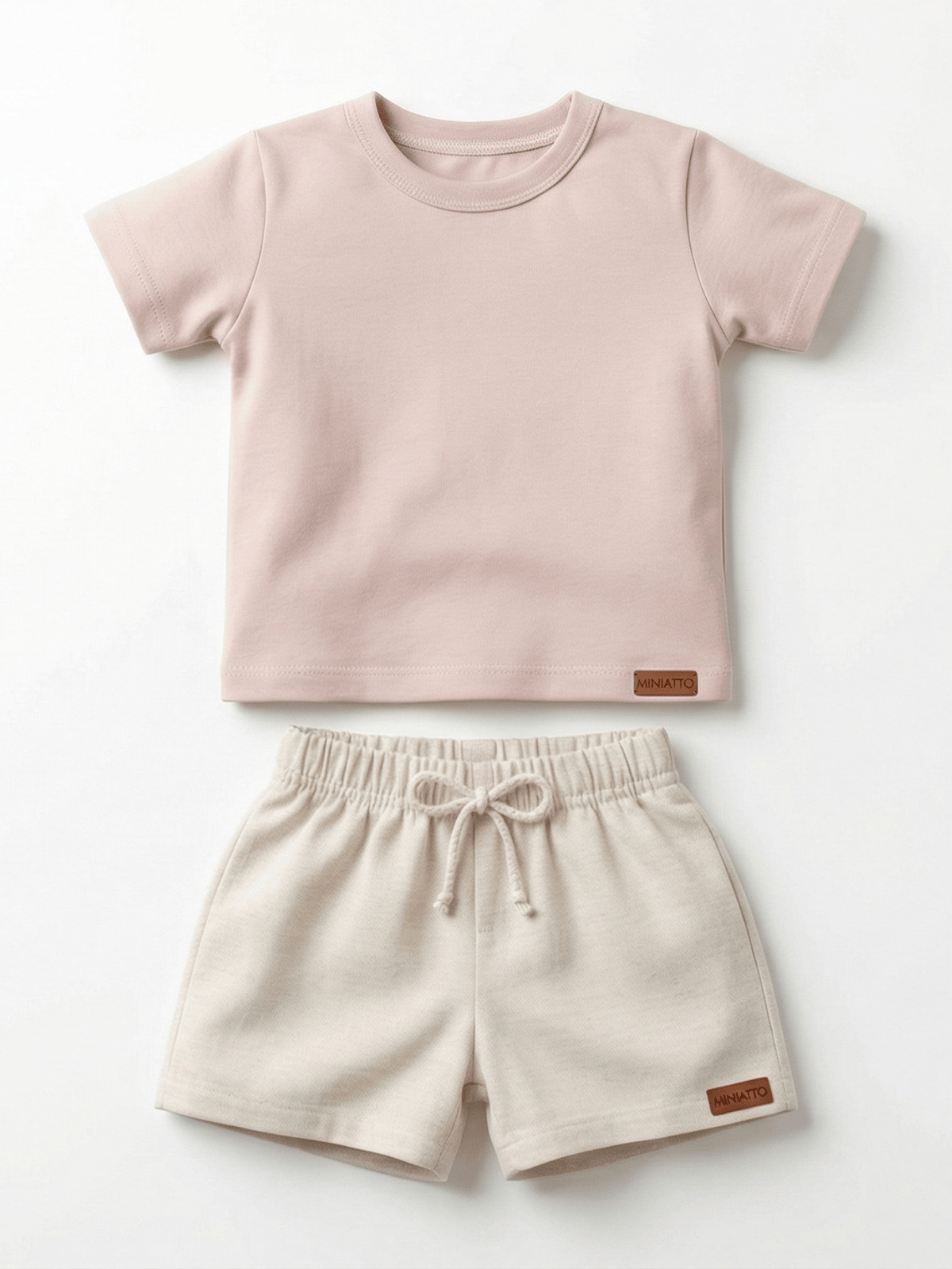 Conjunto Bebê Menino Verão Camiseta Algodão 100% + Short Linho Cappuccino/Off-White (0-4)