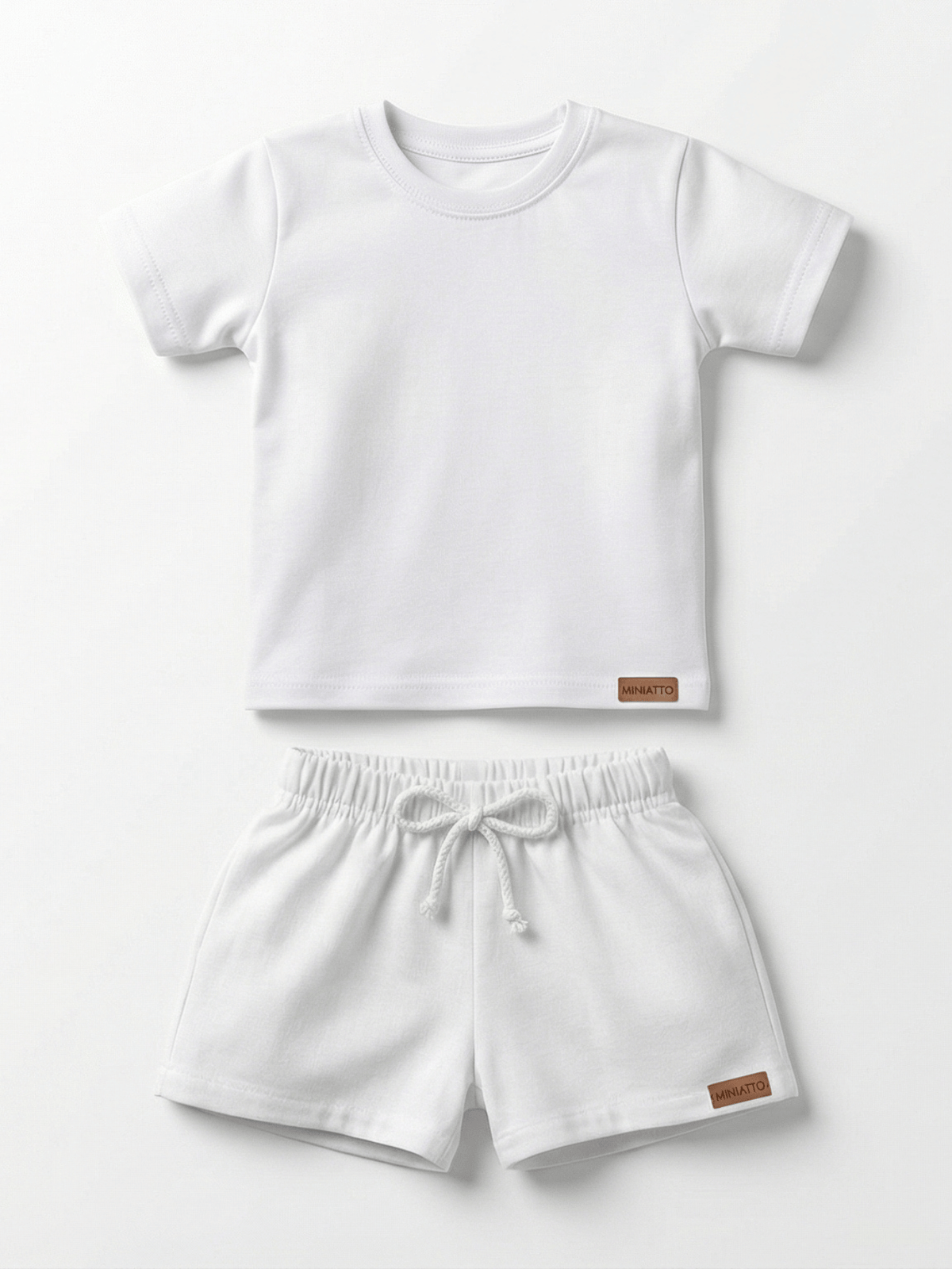 Conjunto Bebê Menino Verão Camiseta Algodão 100% + Short Linho Branco (0-4)