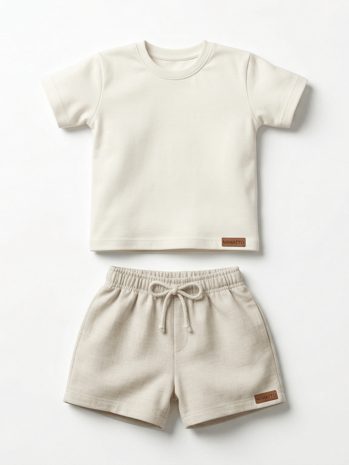 Conjunto Bebê Menino Verão Camiseta Algodão 100% + Short Linho Off-White (0-4)