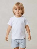 Conjunto Bebê Menino Verão Camiseta Algodão 100% + Short Linho Branco/Azul (0-4)