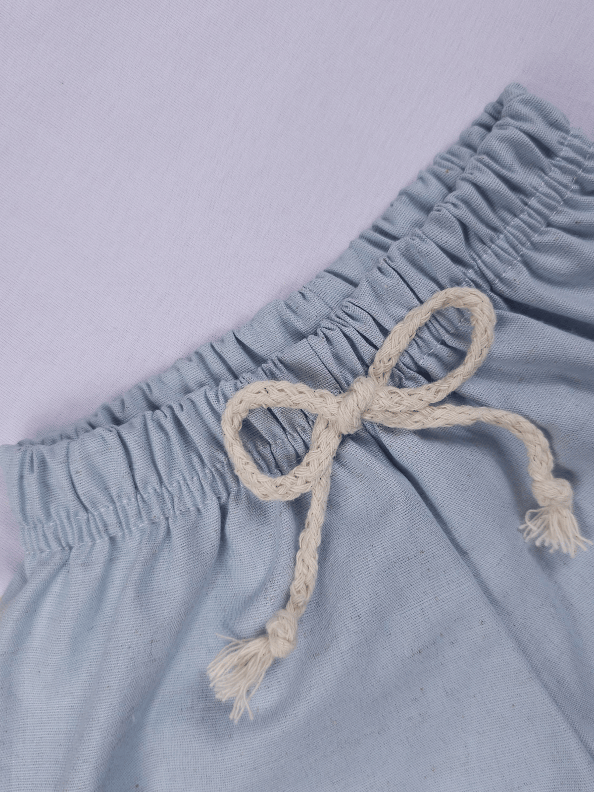 Conjunto Bebê Menino Verão Camiseta Algodão 100% + Short Linho Branco/Azul (0-4)