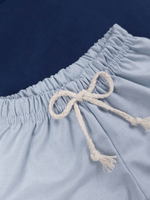 Conjunto Bebê Menino Verão Camiseta Algodão 100% + Short Linho Azul Marinho/Azul (0-4)