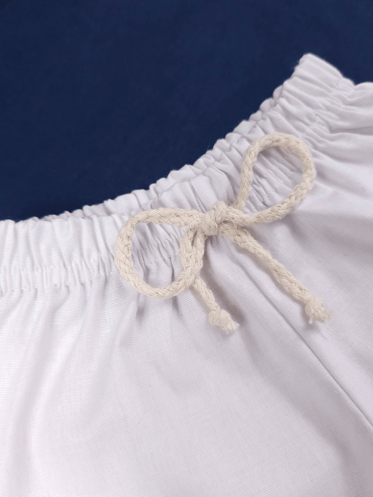 Conjunto Bebê Menino Verão Camiseta Algodão 100% + Short Linho Azul Marinho/Branco (0-4)