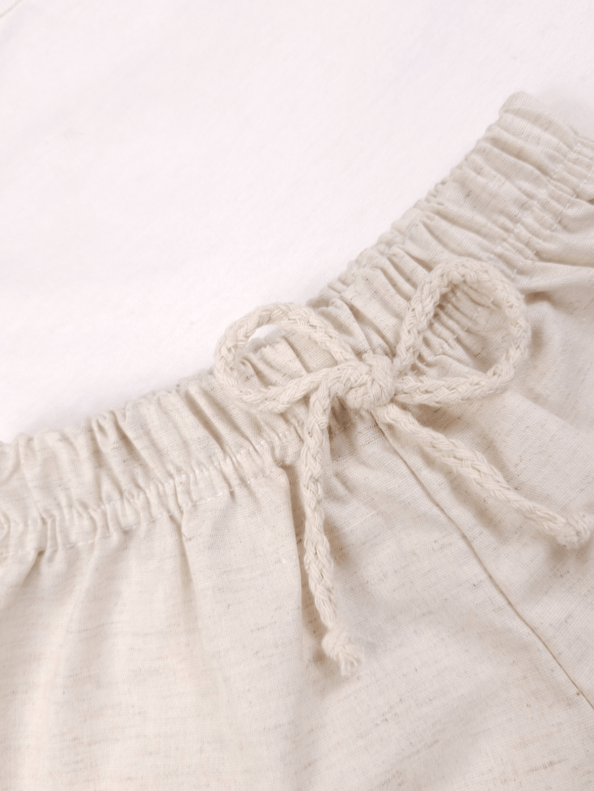 Conjunto Bebê Menino Verão Camiseta Algodão 100% + Short Linho Off-White (0-4)