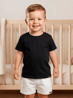 Conjunto Bebê Menino Verão Camiseta Algodão 100% + Short Linho Preto/Branco (0-4)