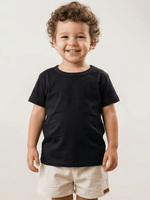 Conjunto Bebê Menino Verão Camiseta Algodão 100% + Short Linho Preto/Off-White(0-4)