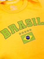 Conjunto Roupa Infantil Menina Body Brasil Amarelo e Short Babadinho Bebê
