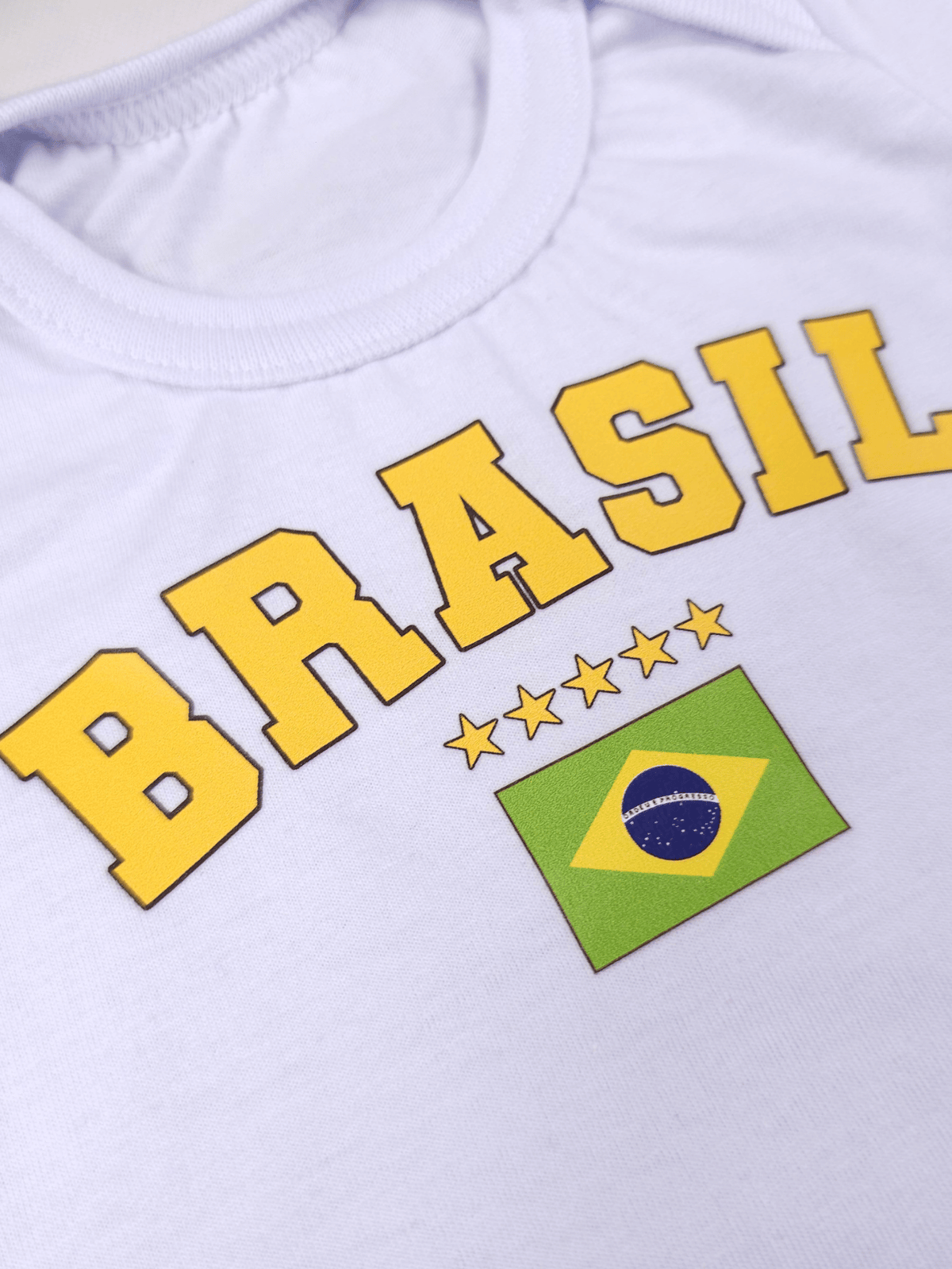Conjunto Bebê Menina Body Branco Brasil Copa com Short Babadinho 100% Algodão