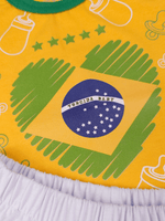 Conjunto Bebê Menina Brasil Body Estampado E Short Babadinho 100% Algodão