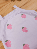 Conjunto Bebê Menina Body Alcinha Moranguinho e Short Linho