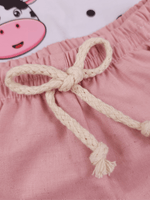 Conjunto Bebê Menina Body Alcinha Vaquinha e Short Linho