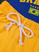 Conjunto Bebê Menino Brasil Body Azul e Short de Malha 100% Algodão