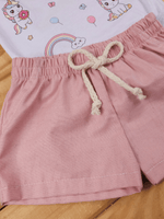 Conjunto Bebê Menina Body Alcinha Unicórnio e Short Linho