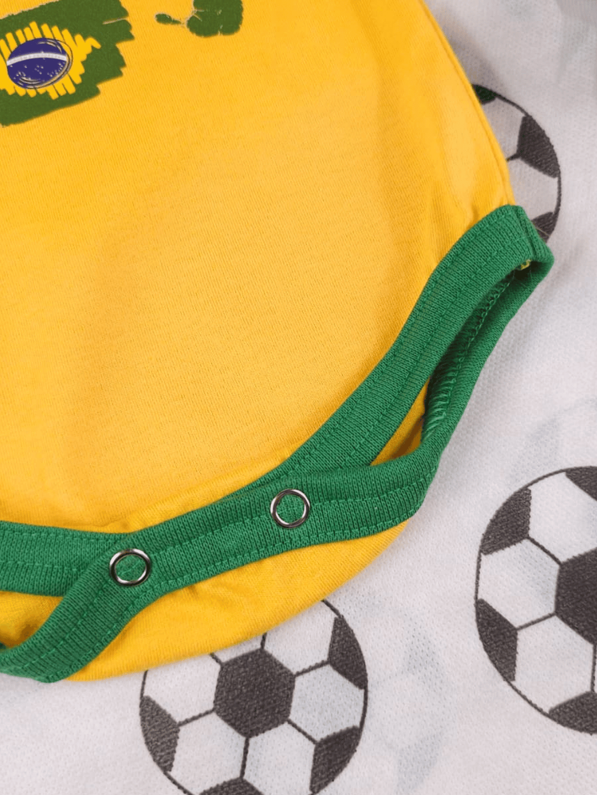 Conjunto Infantil Bebê Menino Copa Brasil Body Estampado E Short de Malha 100% Algodão