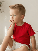 Conjunto Bebê Menino Verão Camiseta Algodão 100% + Short Linho Vermelha/Branco (0-4)