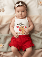 Conjunto Bebê Menina Mêsversário Body Capivara Fofa e Short Babadinho Vermelho