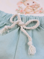 Conjunto Bebê Menina Coelhinha Body Alcinha Off e Short Linho Verde