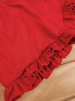 Conjunto Infantil Bebê Menina Floral com Short Babadinho Vermelho