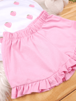 Conjunto Bebê Menina Mêsversário Body de Alcinha Moranguinho e Short Babadinho Rosa