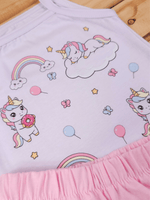 Conjunto Bebê Menina Mêsversário Body de Alcinha Unicórnio e Short Babadinho