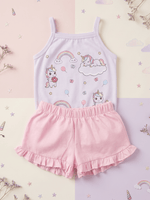 Conjunto Bebê Menina Mêsversário Body de Alcinha Unicórnio e Short Babadinho