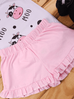 Conjunto Bebê Menina Body de Alcinha com Vaquinha e Short Rosa Babadinho Mesversário