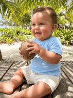 Conjunto Bebê Menino Verão Camiseta Azul Bebê Short Off-White