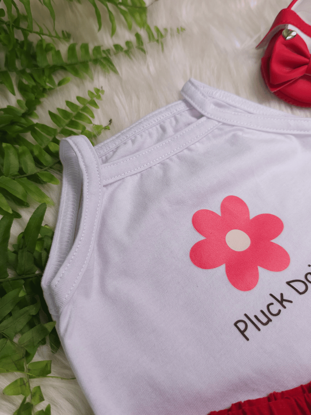 Conjunto Infantil Bebê Menina Floral com Short Babadinho Vermelho