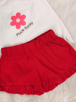 Conjunto Infantil Bebê Menina Floral com Short Babadinho Vermelho