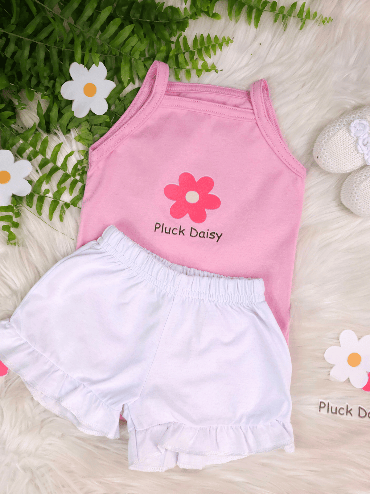 Conjunto Infantil Bebê Menina Floral com Short Babadinho Branco