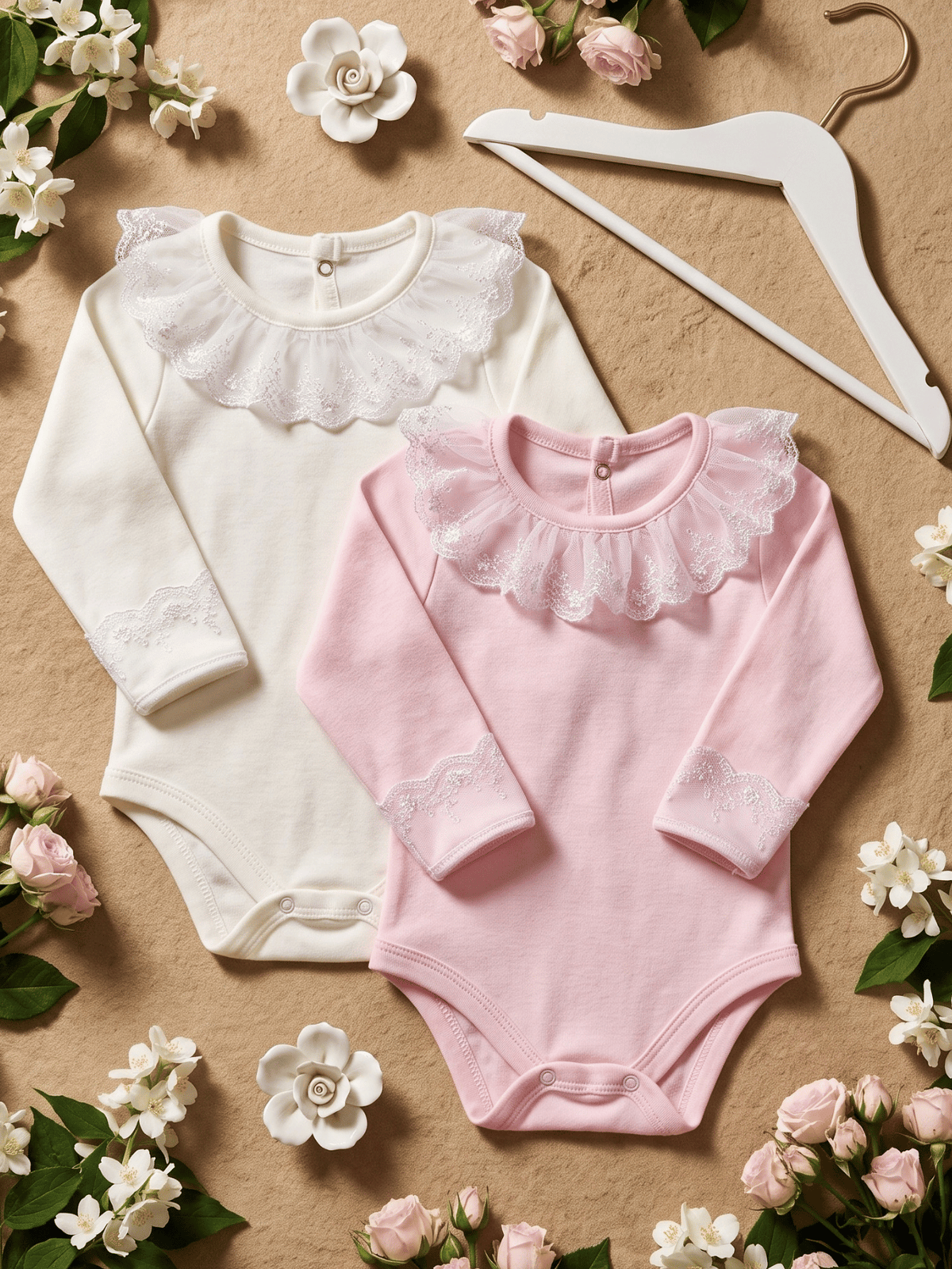 Kit 2 Body para Bebê Menina Saída de Maternidade Rendado