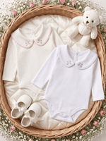 Kit 2 Body para Menina Saída de Maternidade Bordado Rococó