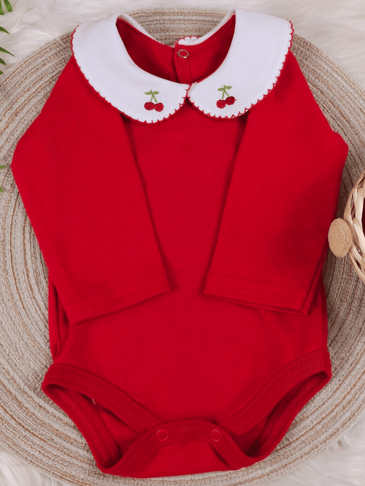 Kit 2 Bodies Bebê Menina Saída de Maternidade Bordado Cereja