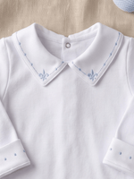 Body Bebê Menino Saída de Maternidade Bordado Flor-de-lis Azul