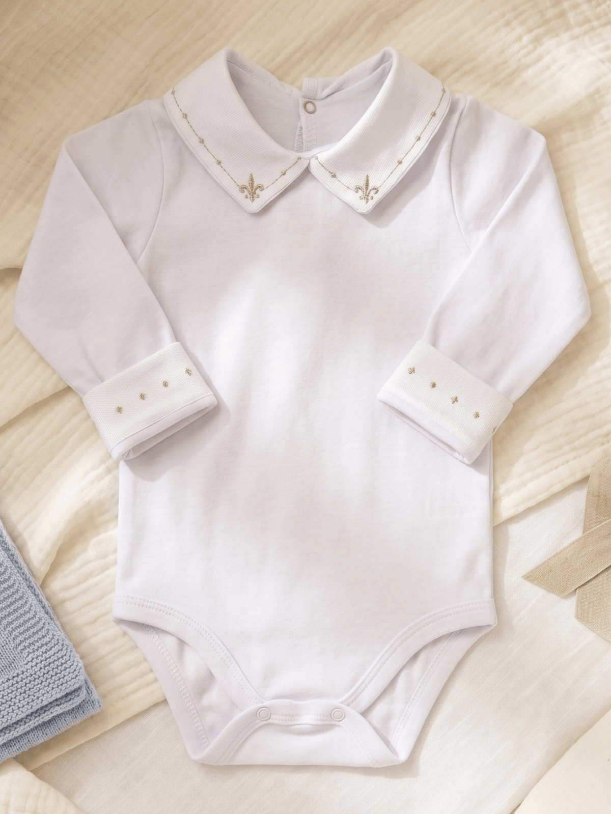 Body Menino 100% Algodão – Gola e Punho Bordado | Enxoval RN ao G