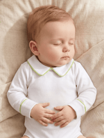 Body Bebê Menino Saída de Maternidade Branco com Gola Polo Vivo Verde